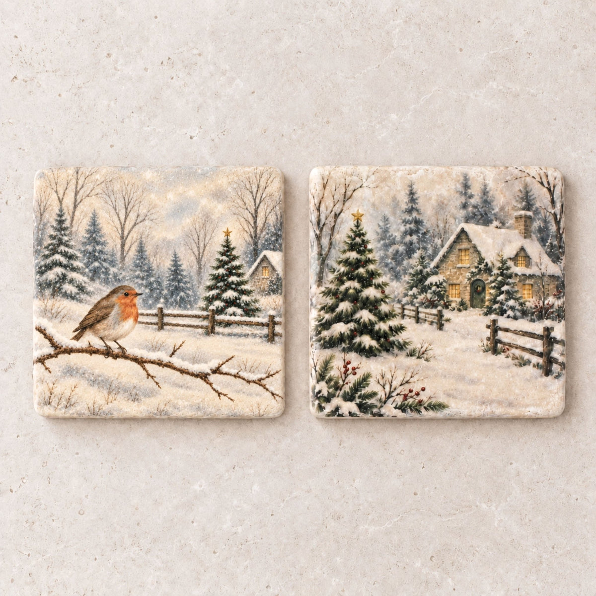 Christmas Marble Coasters | Mix & Match Winter Designs - Mac and Lilly