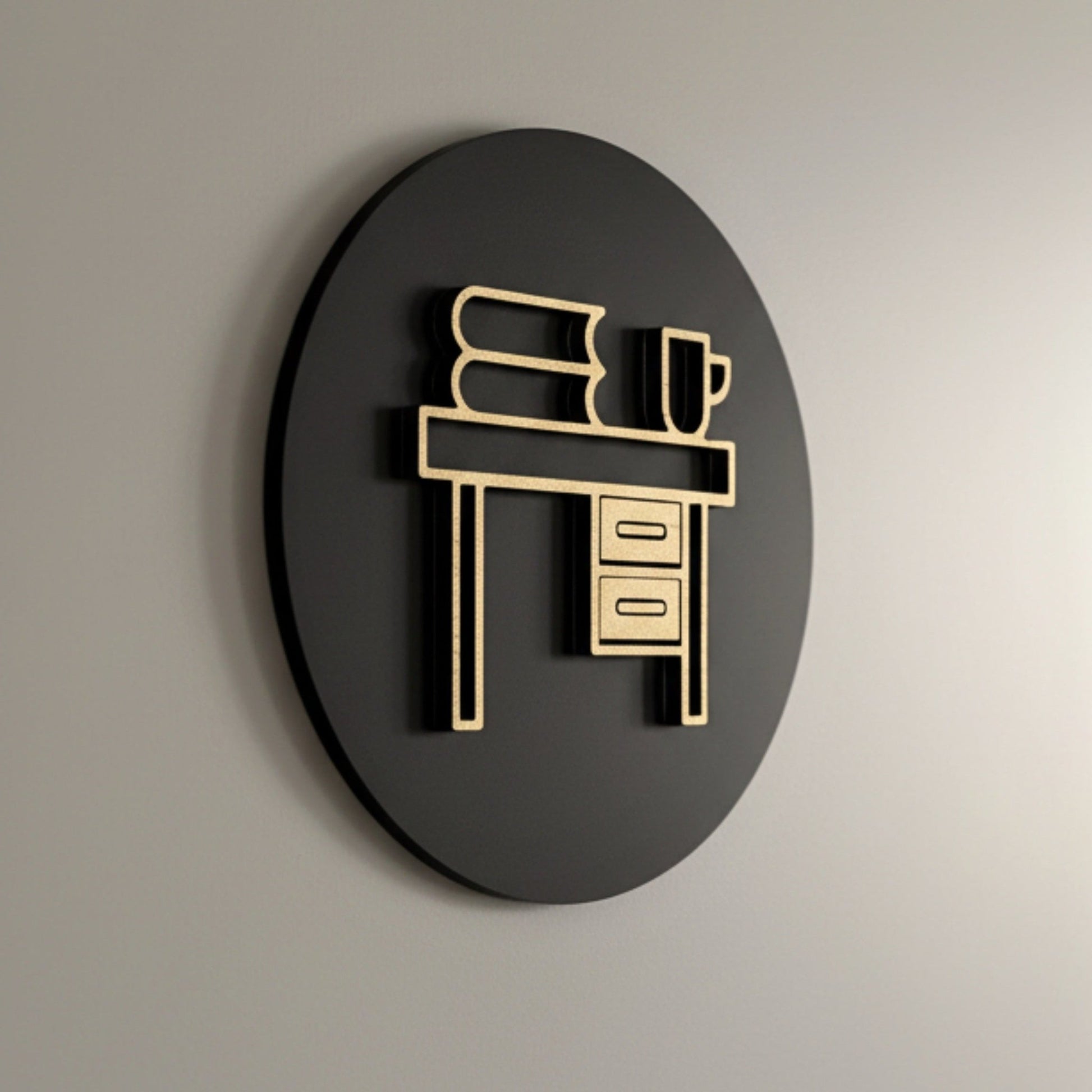 Office Desk with Files and Coffee Cup Door Plaque – Available in Two Sizes - Mac and Lilly