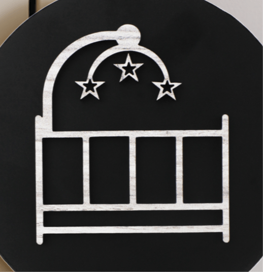 Baby Room Cot with Mobile Door Plaque – Available in Two Sizes - Mac and Lilly