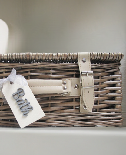 Storage Hamper with Personalised Wooden Tag - Gift Box