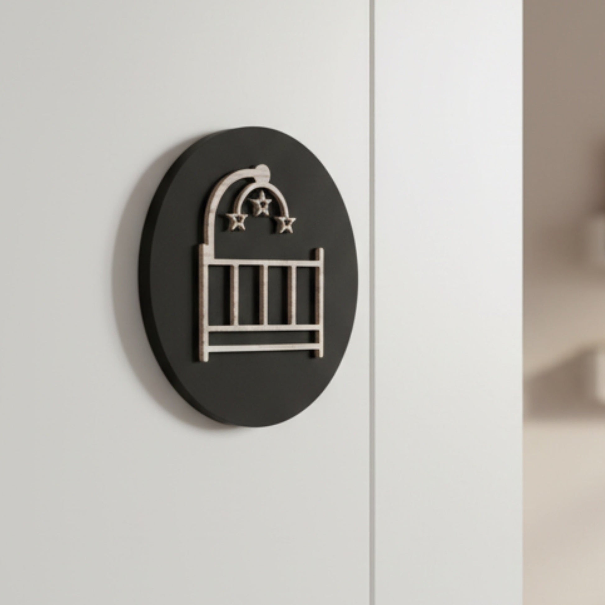 Baby Room Cot with Mobile Door Plaque – Available in Two Sizes - Mac and Lilly