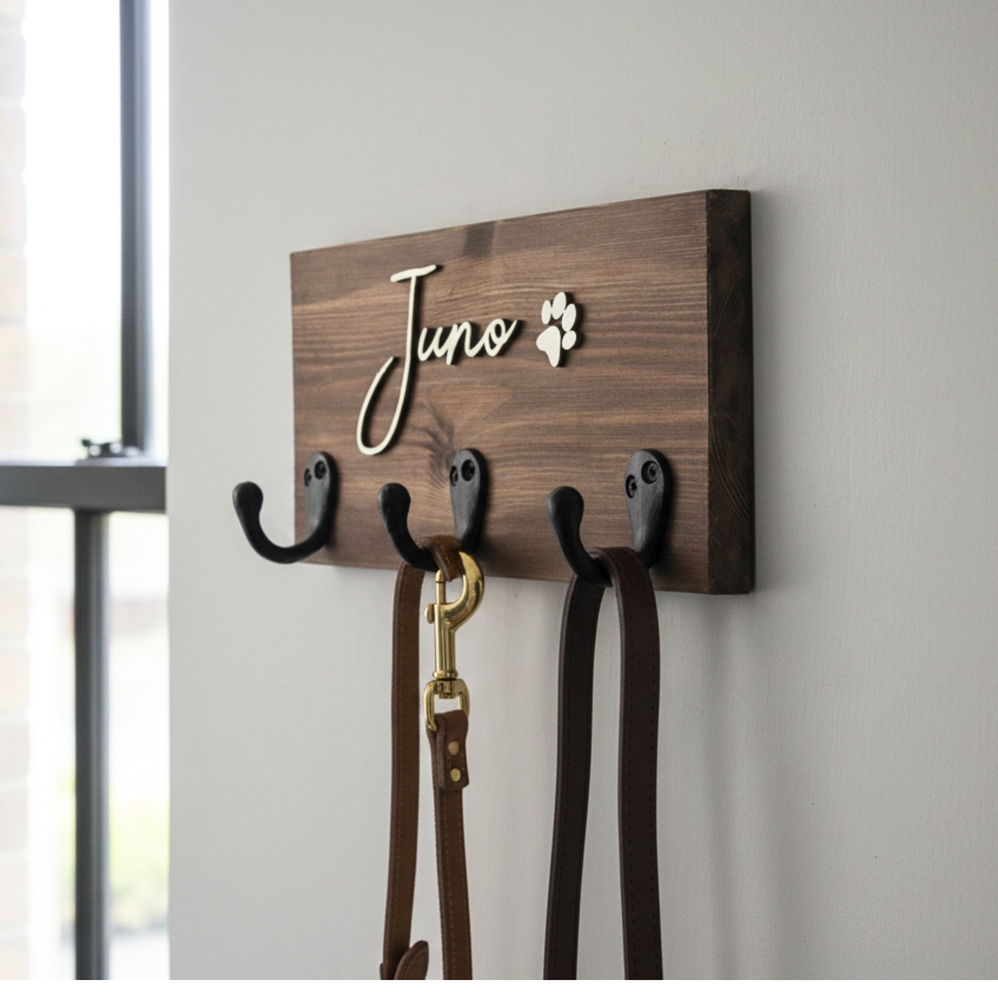 Personalised Dog Name Lead Holder | Raised Lettering - Mac and Lilly