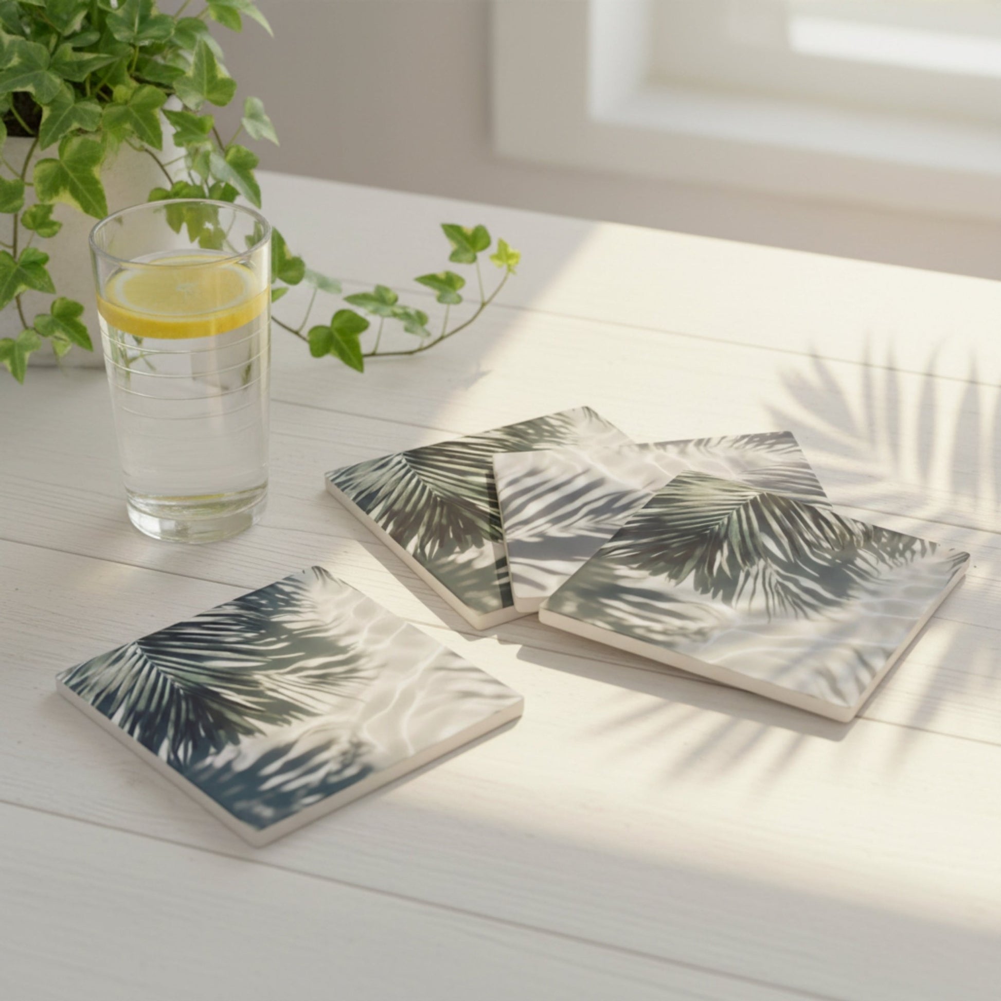 Jungle Leaf Pattern Ceramic Coaster - Mac and Lilly