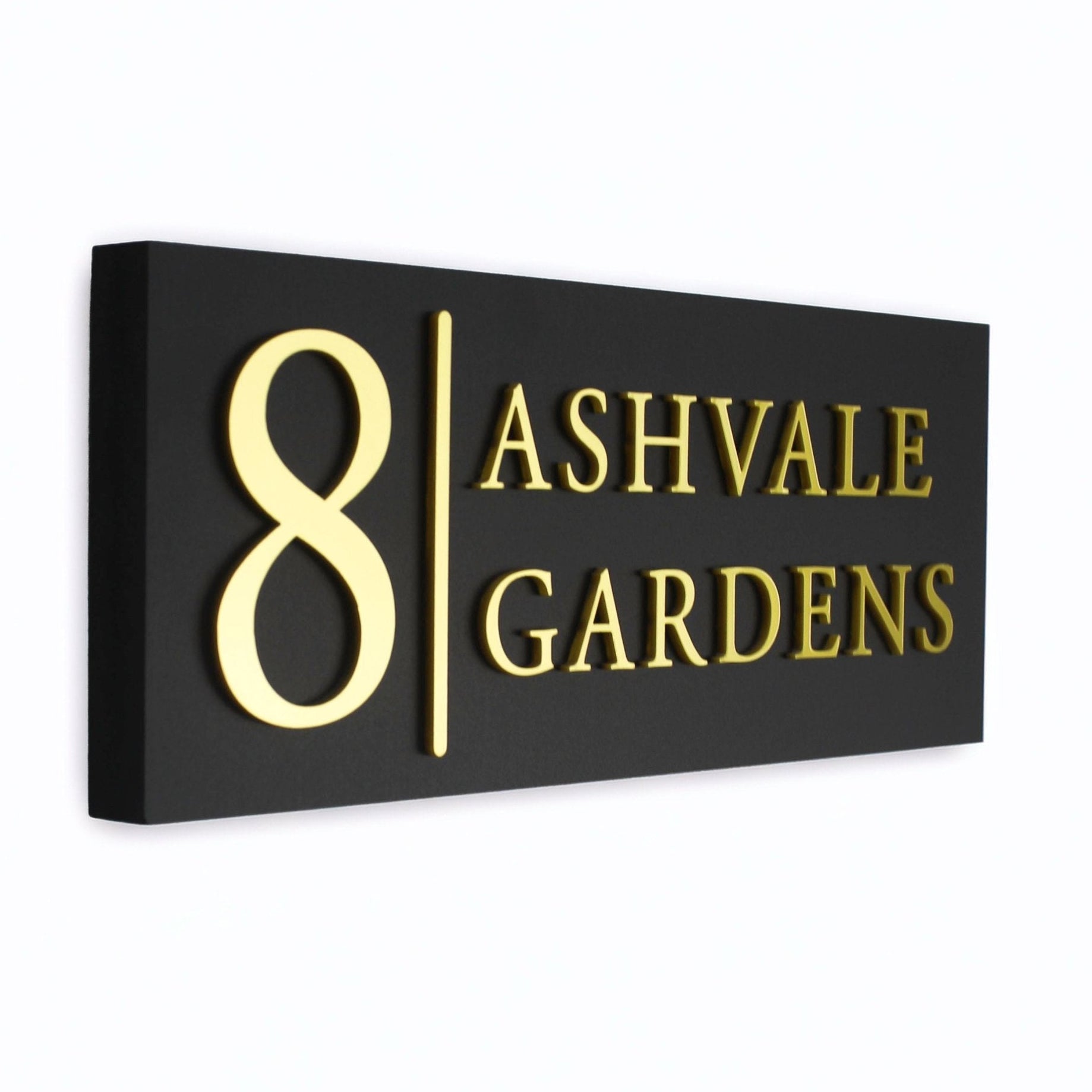 Raised Design House Sign with Vertical Line, Personalised Outdoor Plaque - Mac and Lilly
