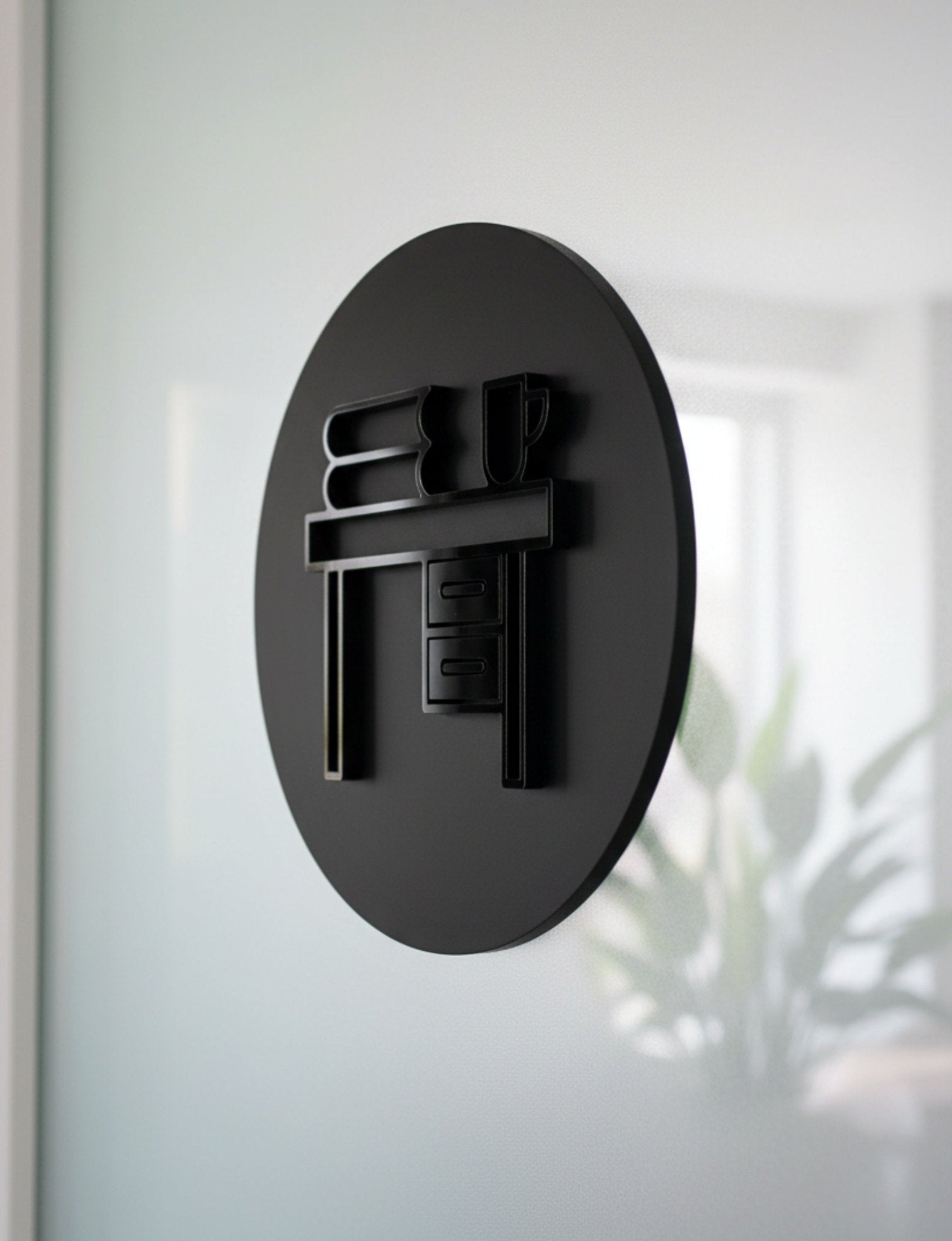 Office Desk with Files and Coffee Cup Door Plaque – Available in Two Sizes - Mac and Lilly