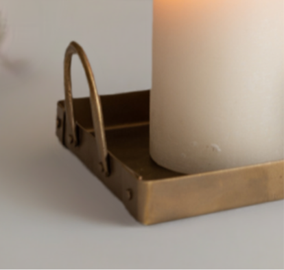 Elegant Brass Rectangular Tray with Handles