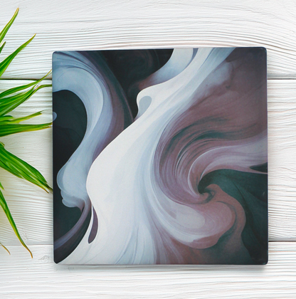 Moody Purple & Black Swirl Ceramic Coaster