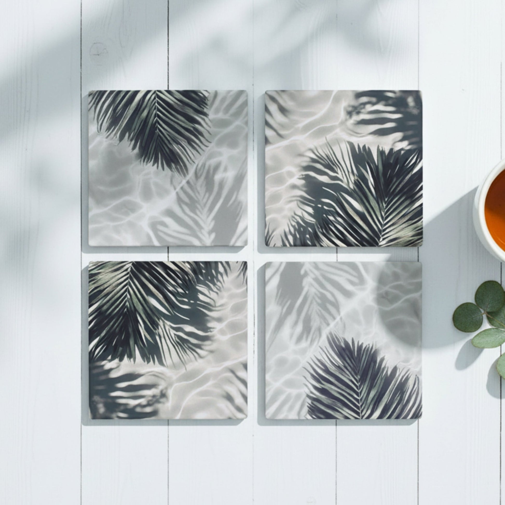 Jungle Leaf Pattern Ceramic Coaster - Mac and Lilly