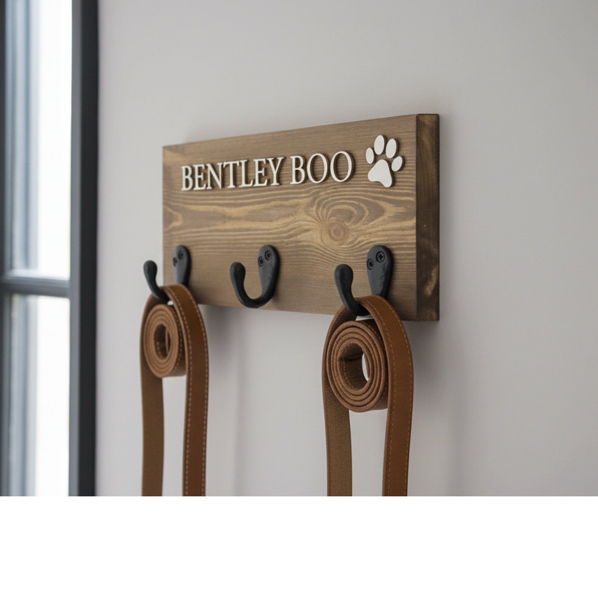 Personalised Dog Name Lead Holder | Raised Lettering - Mac and Lilly