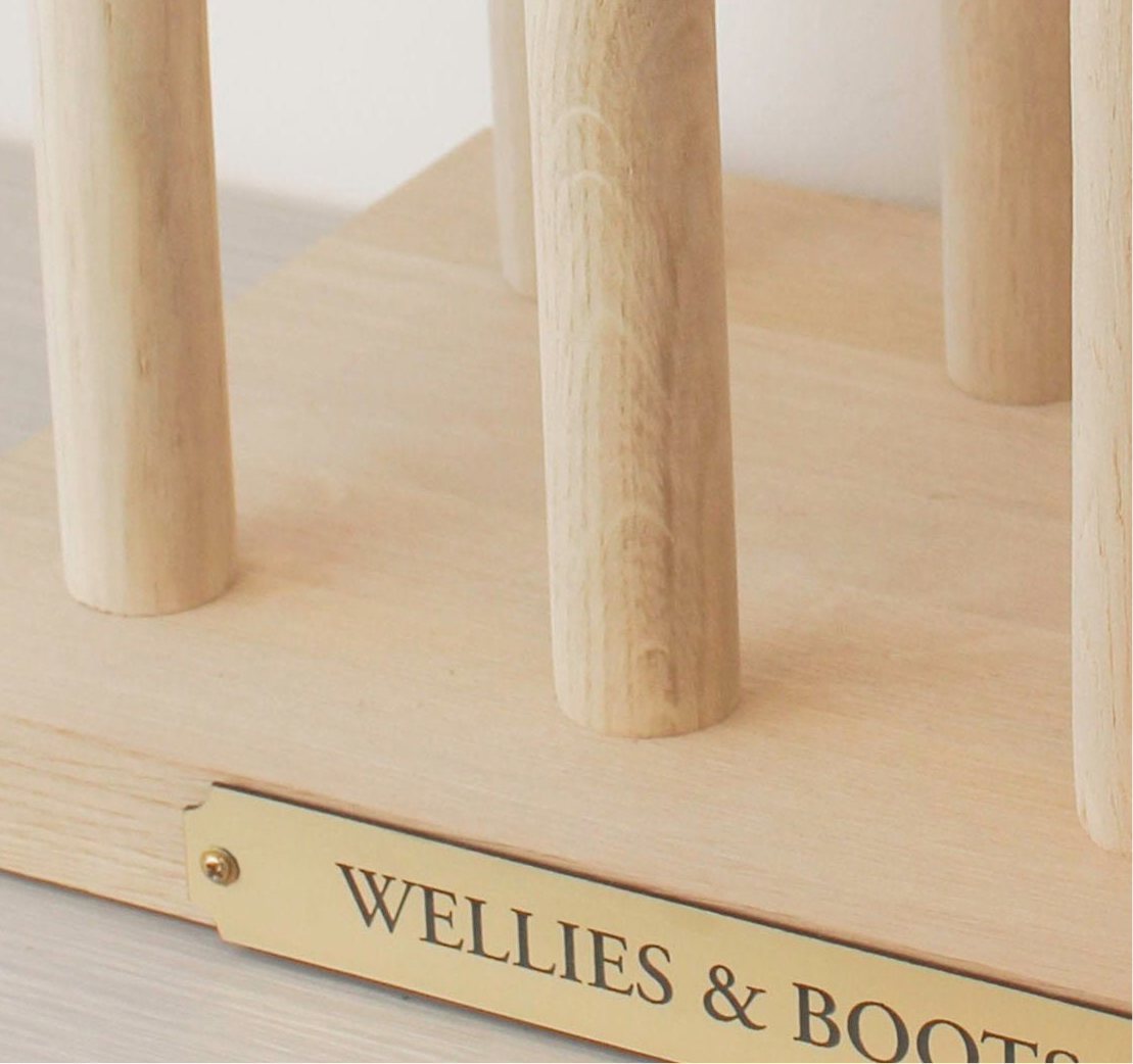 Personalised Welly Stand - Solid Oak