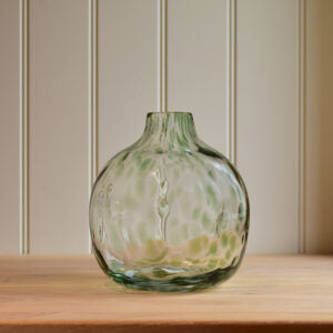 Green Leopard Print Glass Vase
