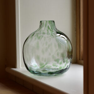 Green Leopard Print Glass Vase