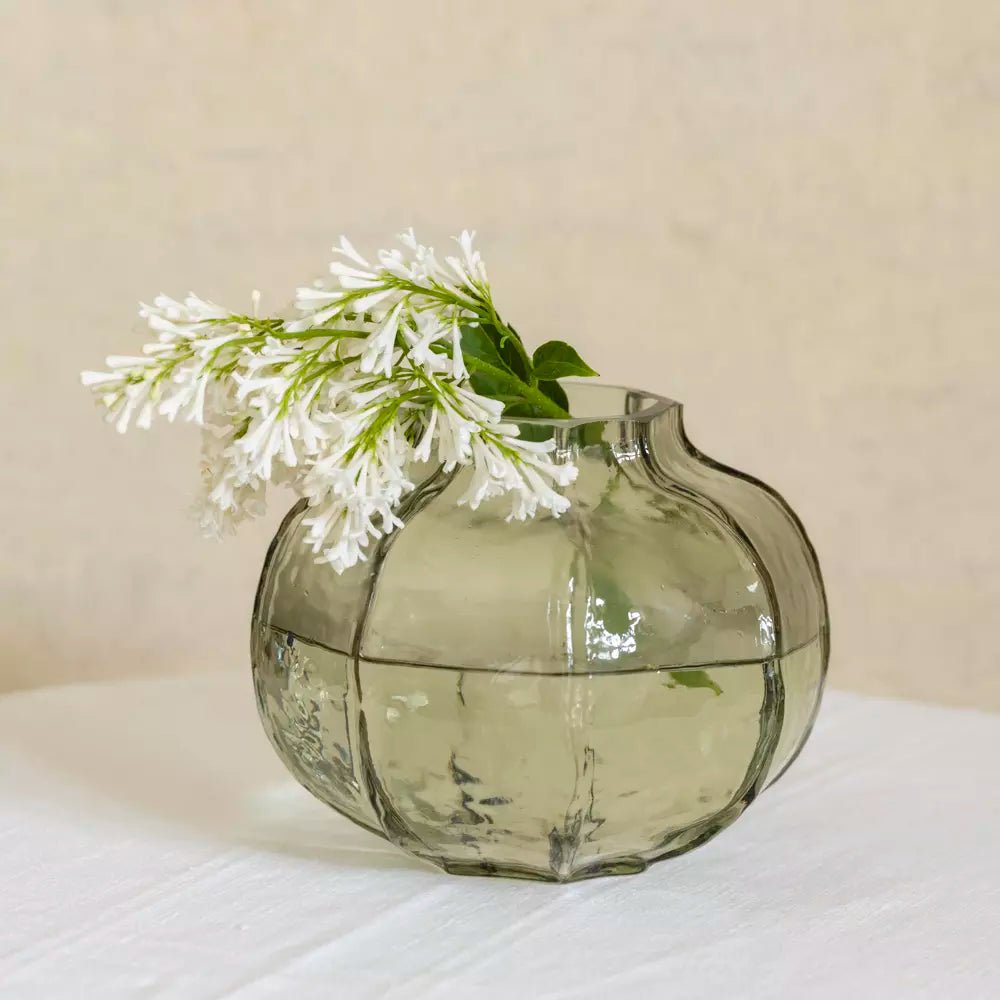 Hammered Glass Vase – Soft Green - Mac and Lilly