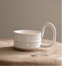 Stoneware Candle Cup with Handle in Milky White