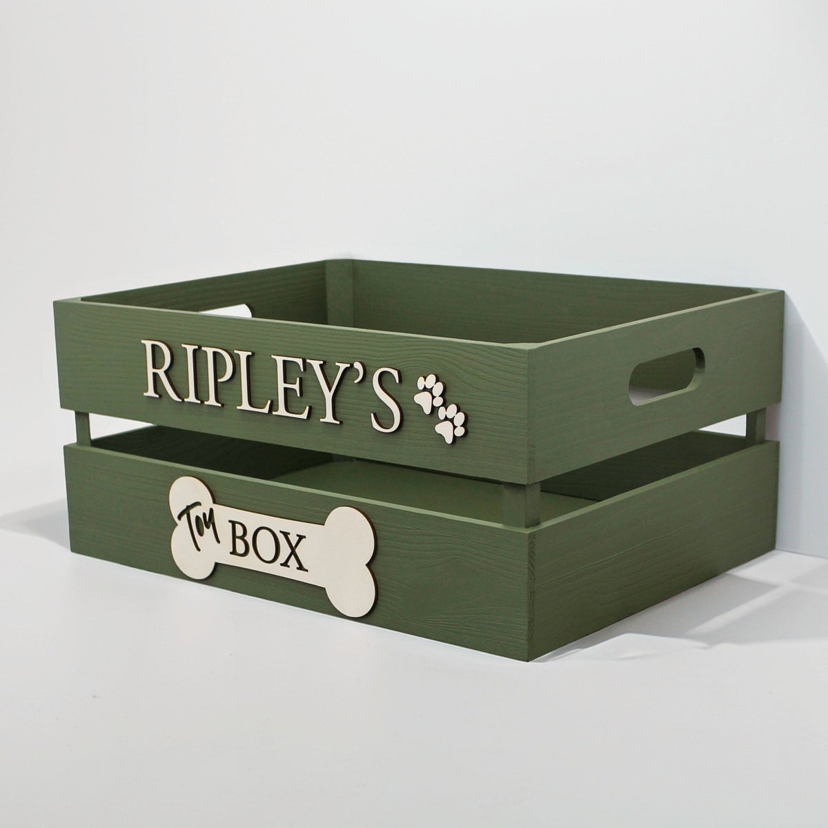 Personalised Wooden Dog Toy Box - Mac and Lilly