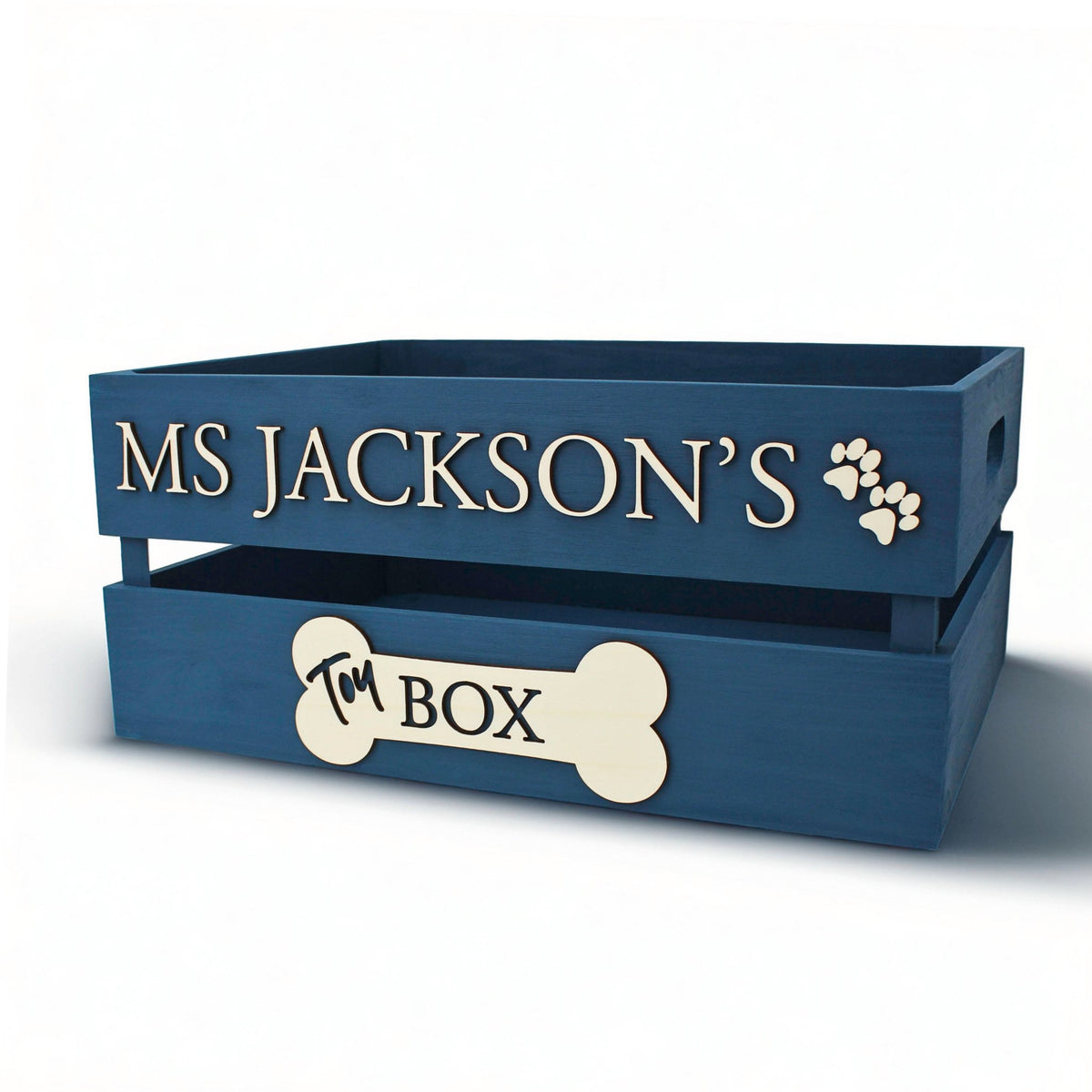 Personalised Wooden Dog Toy Box - Mac and Lilly