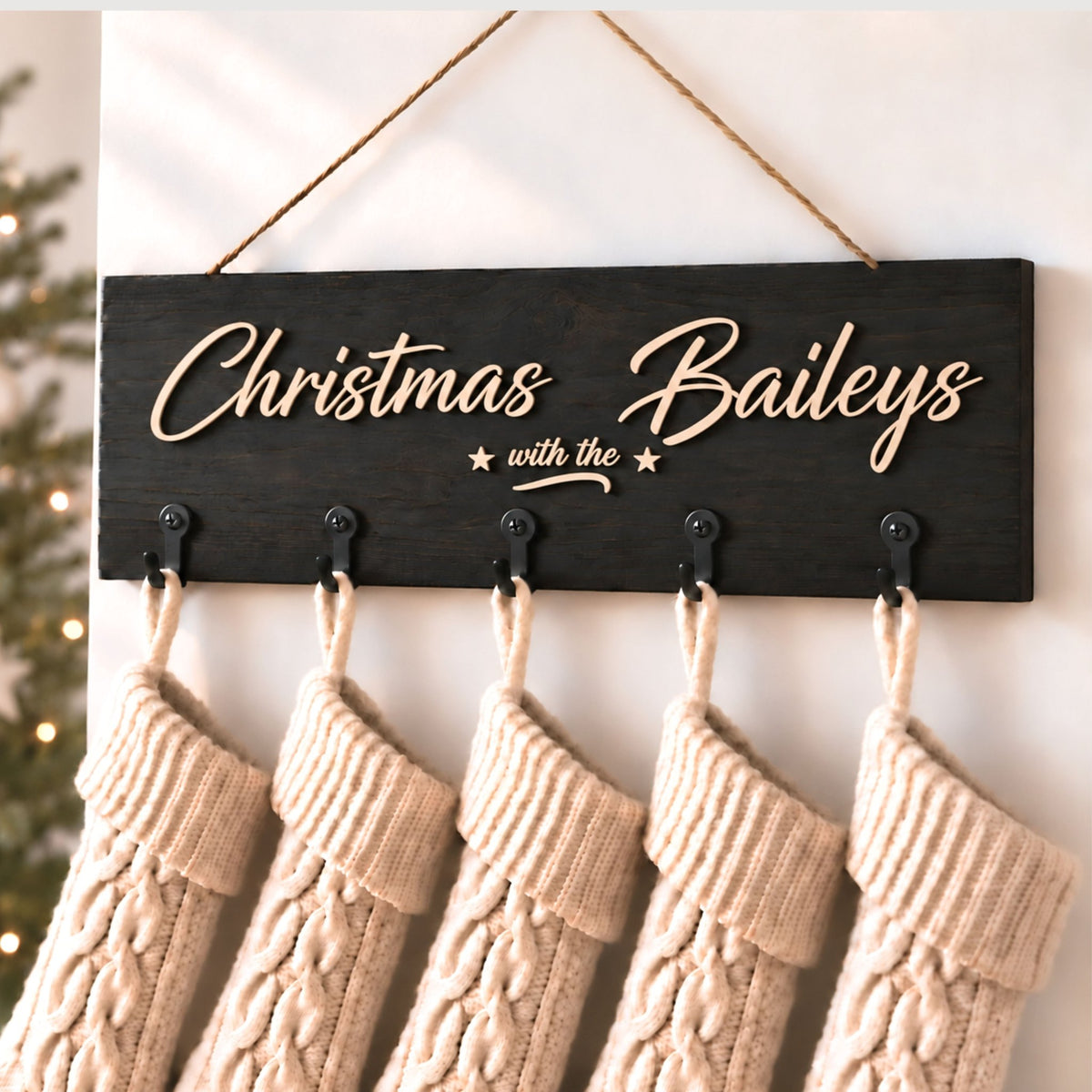 Personalised with Family Name Christmas Stocking Hanger - Mac and Lilly