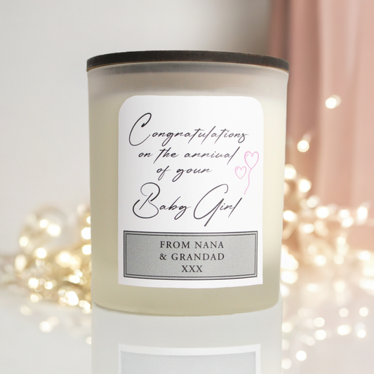 Congratulations 'It's a Girl' Personalised Candles - 45 hours Burn Time