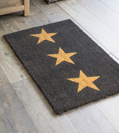 Charcoal Doormat - Three Stars