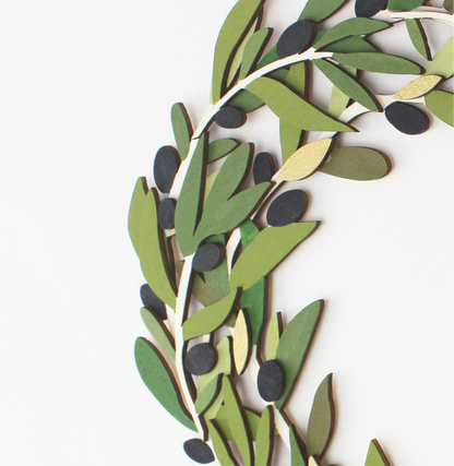 Hand painted Wooden Olive Wreath