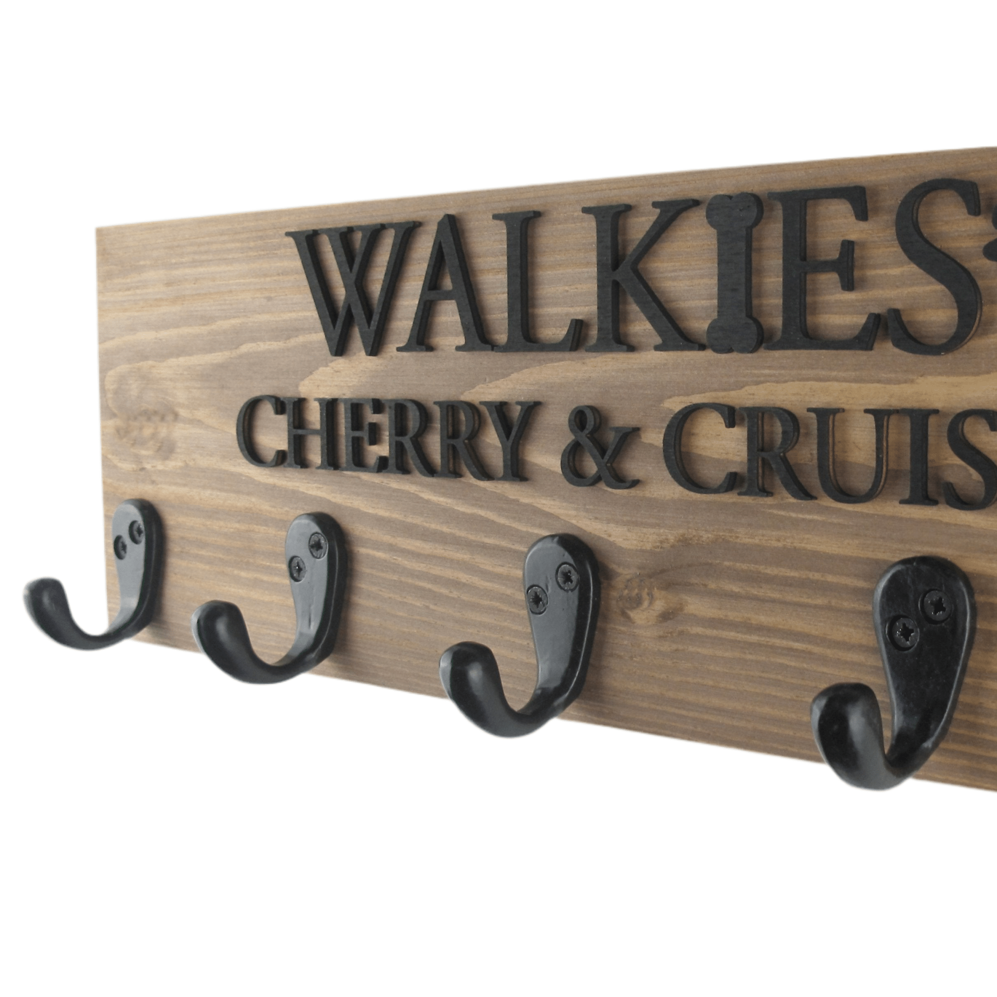 Personalised Dog Lead Hook | Black Raised Lettering - Mac and Lilly