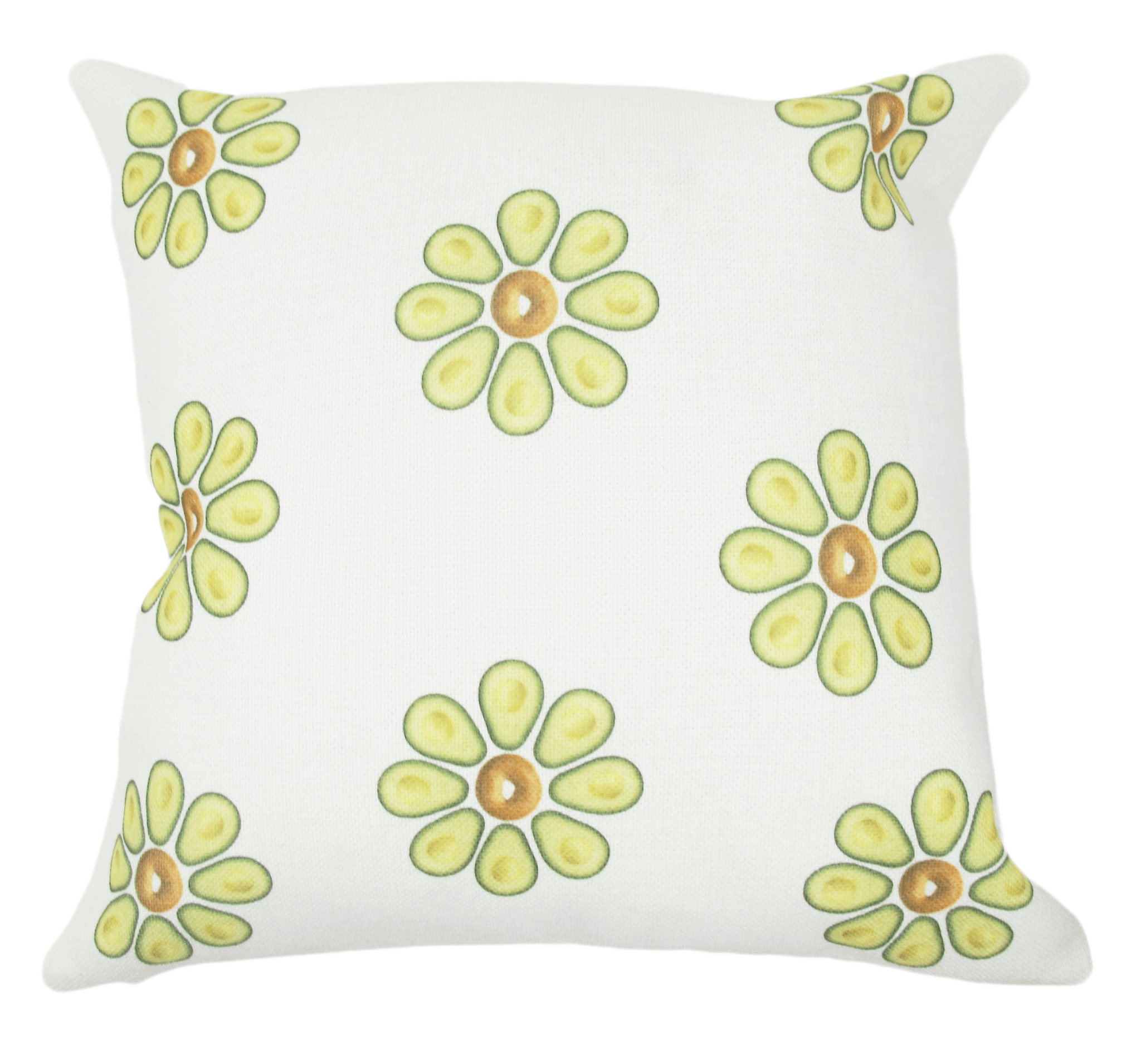 Avocado & Bagel Linen Flower Cushion - Mac and Lilly