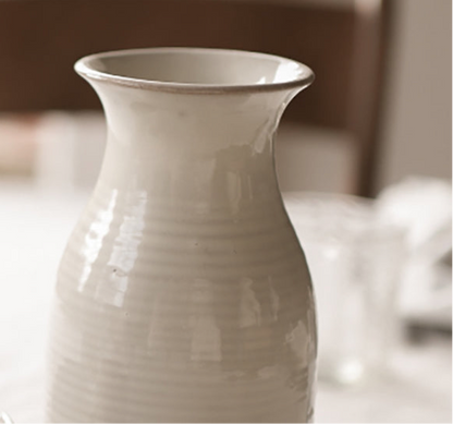 Stoneware Carafe  in Milk White and Natural Pot