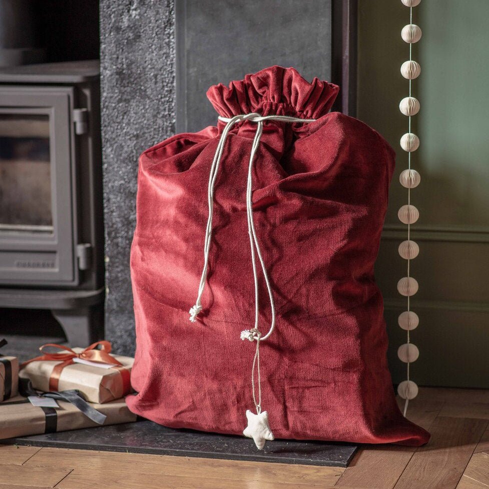 Large Velvet Christmas Sack – Berry - Mac and Lilly