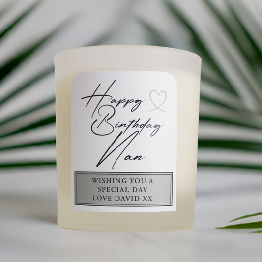 Happy Birthday, Personalised Candle - 45 hours Burn Time