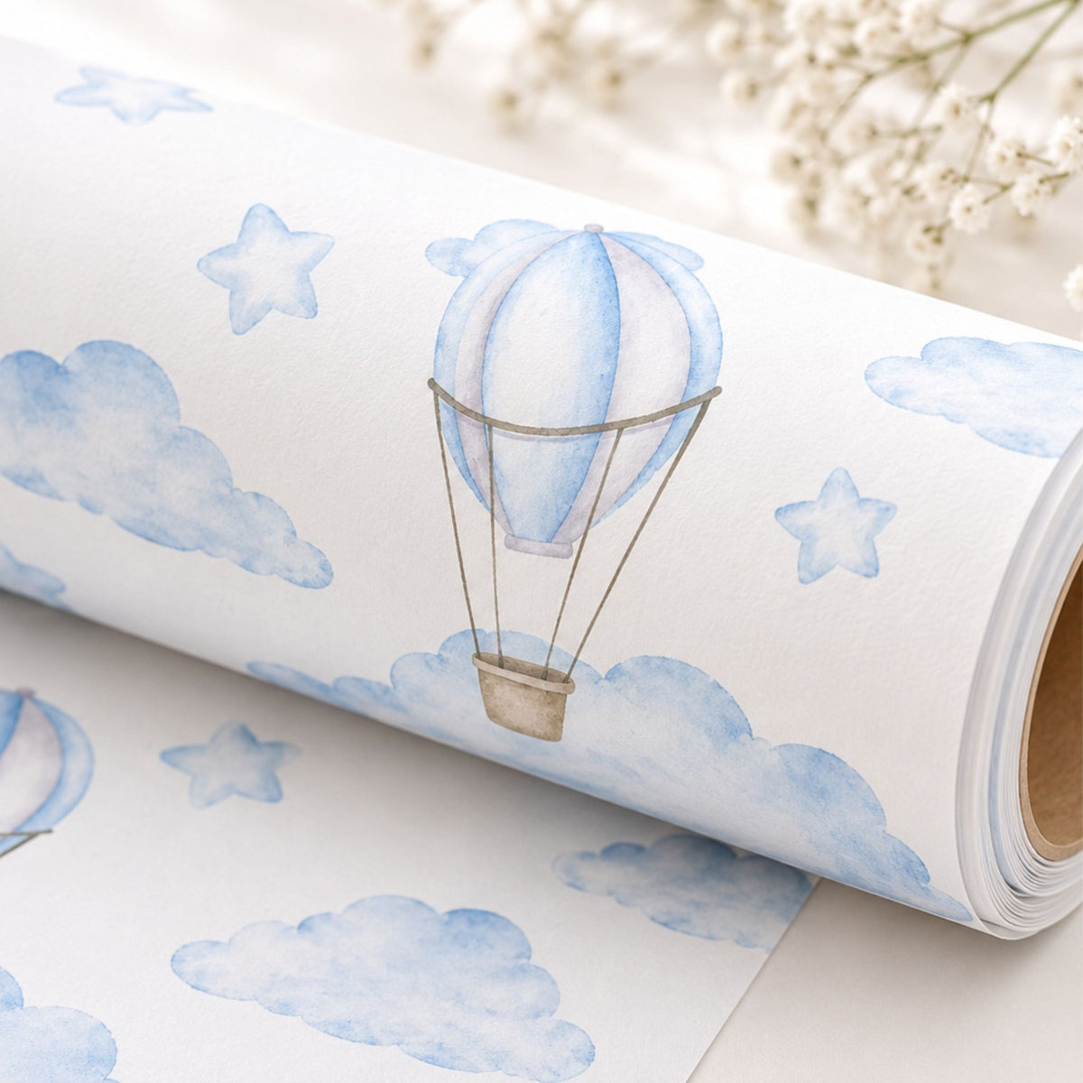 Hot Air Balloon wrapping paper available in large sheets and 2 metre rolls