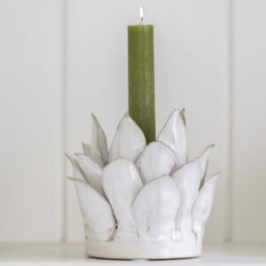 🔍Petal Ceramic Candle Holder – White - Mac and Lilly