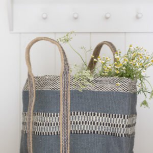 Woven Jute Storage Bag – Blue - Mac and Lilly