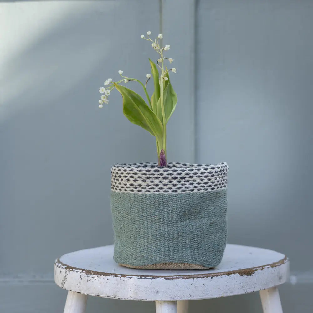 Small Duck Egg Jute Plant Pot Cover