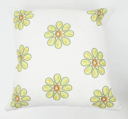 Yummy Avocado and Bagel Flower Linen Cushion