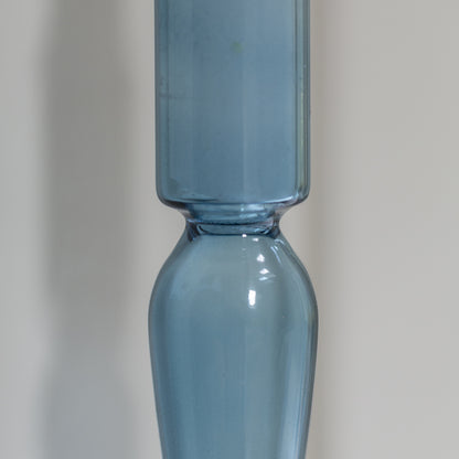 Elegant Cornflower Blue Glass Candlestick