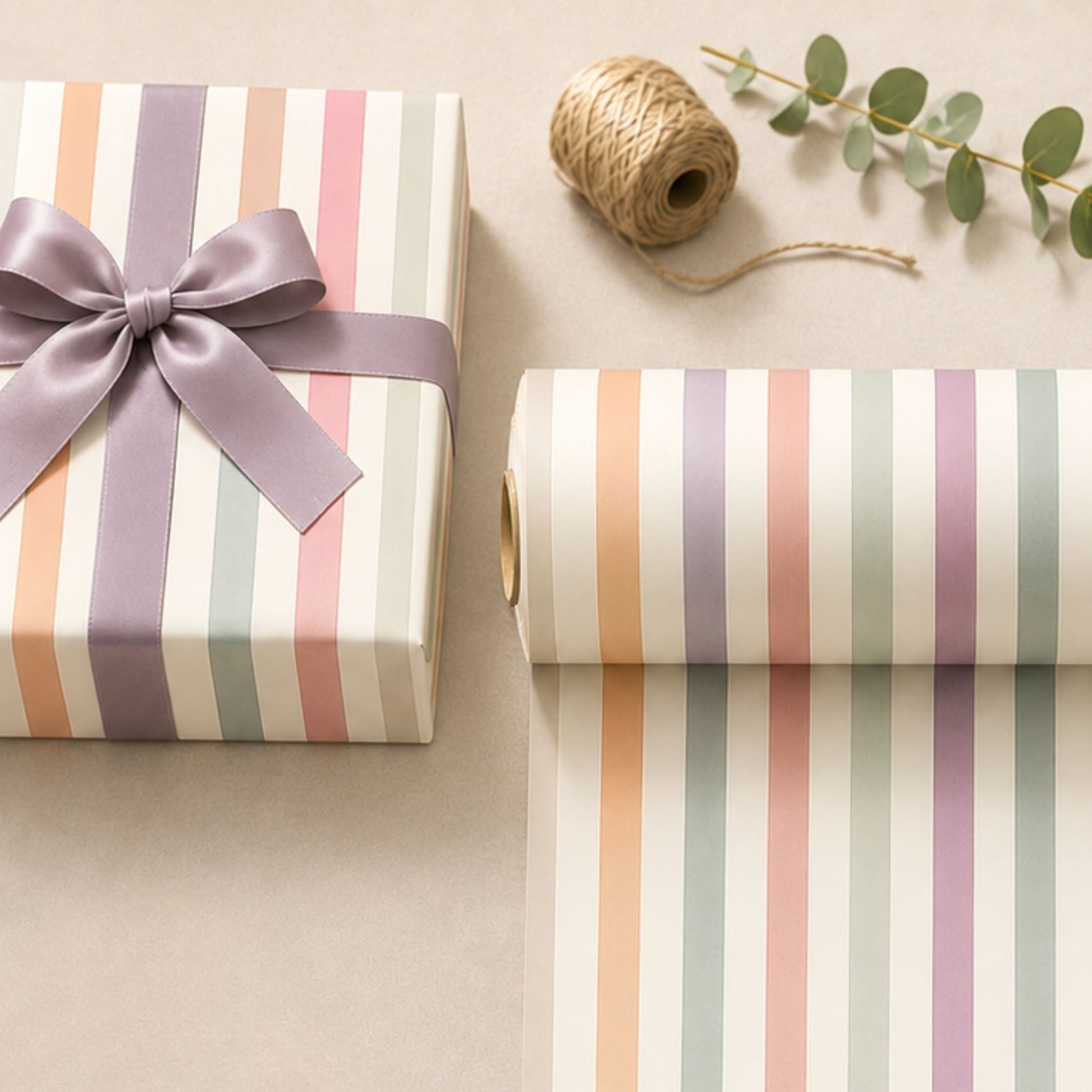 Pastel Striped Wrapping Paper | Luxury 140gsm Gift Wrap with Matching Tags - Mac and Lilly