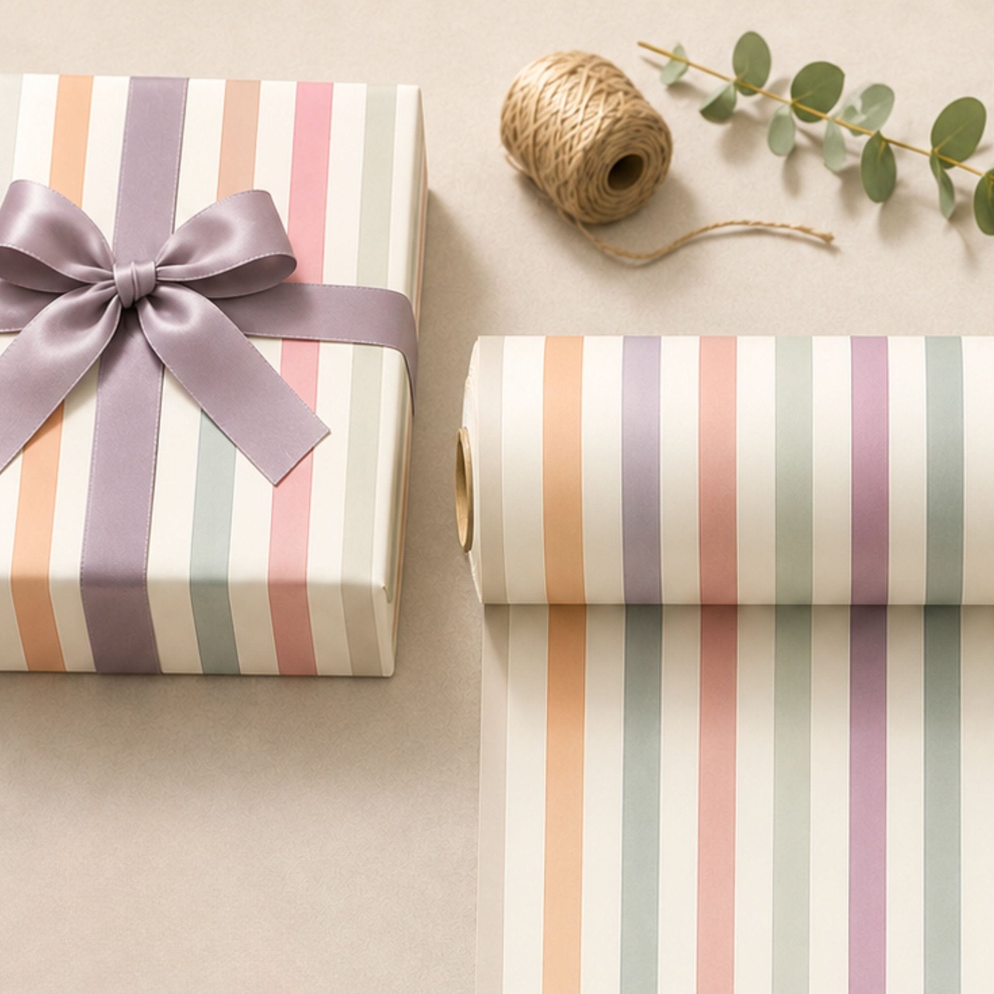Pastel Striped Wrapping Paper | Luxury 140gsm Gift Wrap with Matching Tags - Mac and Lilly