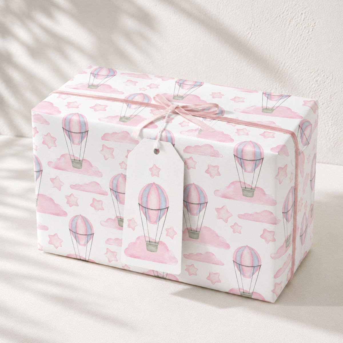 Hot Air Balloon Gift Wrap | Pink or Blue, Larger Sheets & 2m Roll - Mac and Lilly
