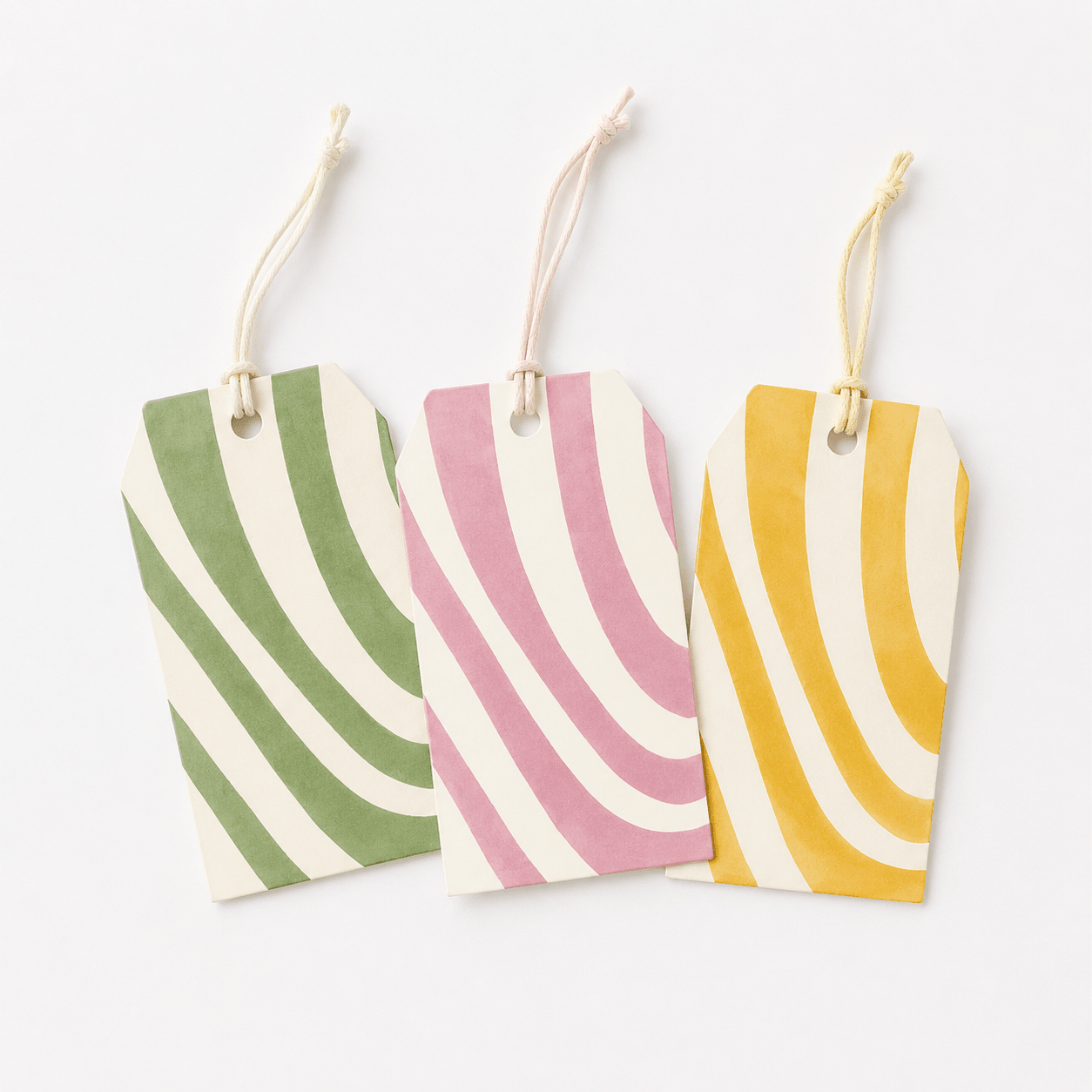 Retro Swirl gift tags in green pink and yellow