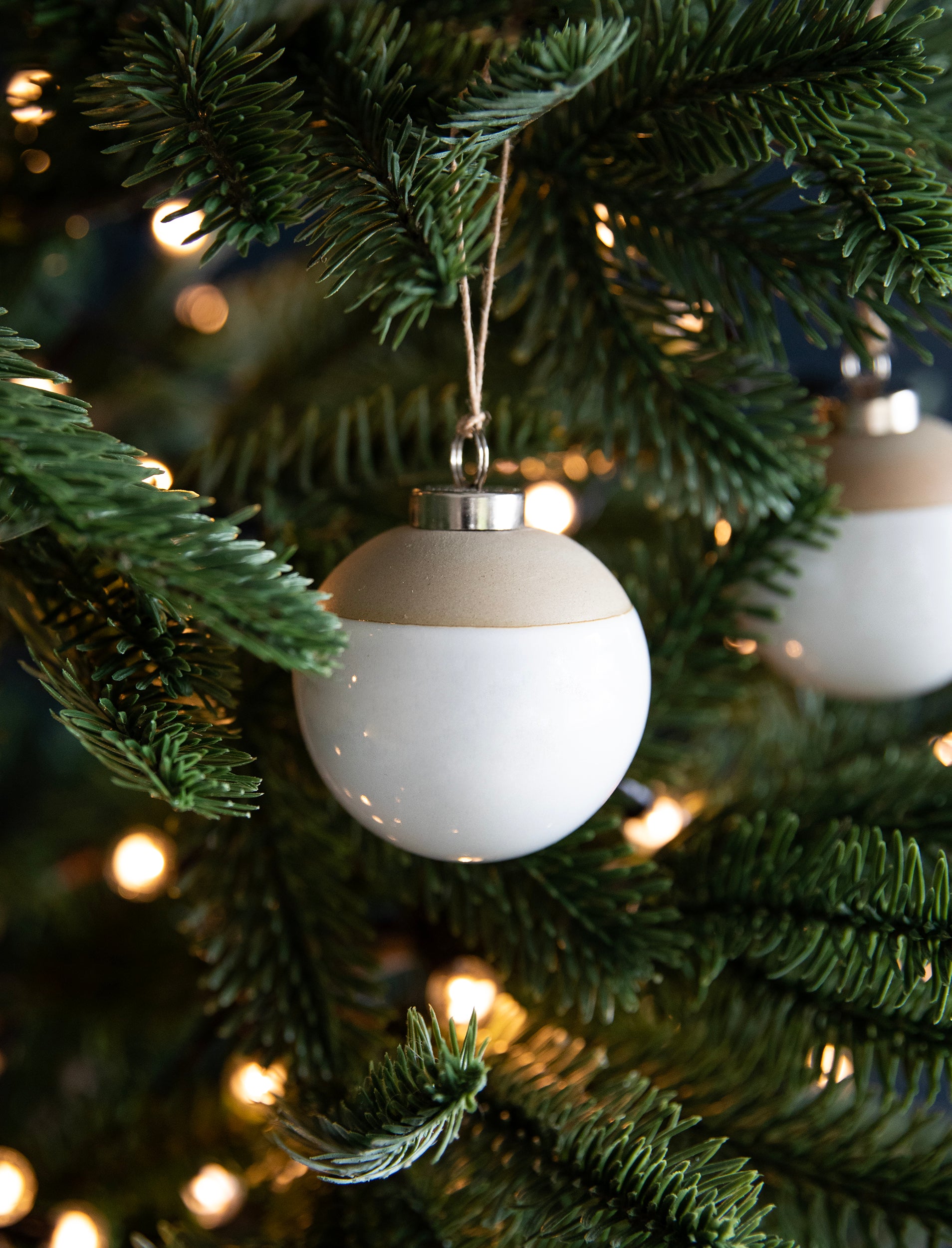 Stone and White Christmas Baubles