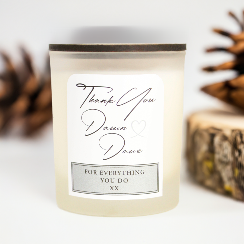 Thank You Personalised Candle - 45 hours Burn Time