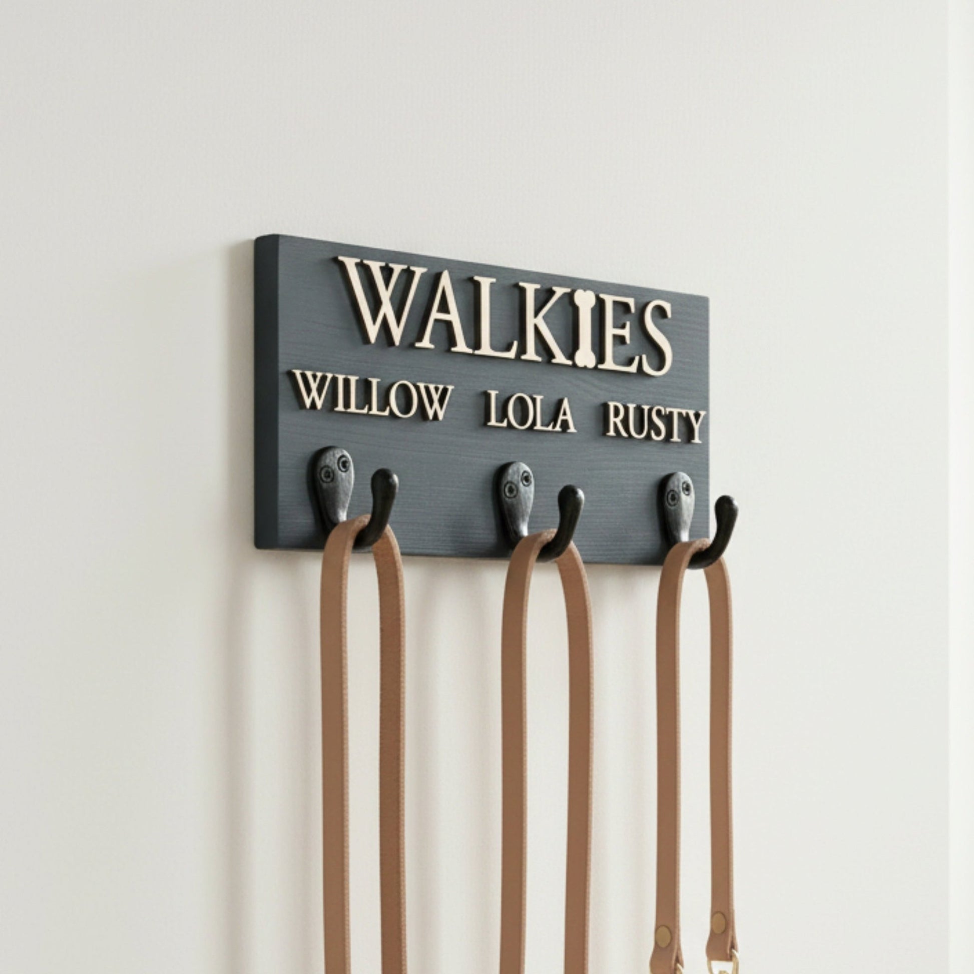 Personalised Dog Lead Hook | Solid Wood | Curated Painted Collection - Mac and Lilly