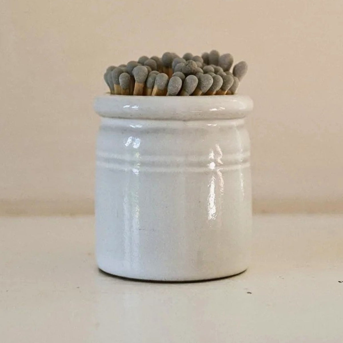 Stoneware Match Pot with Matches & Striker - Mac and Lilly