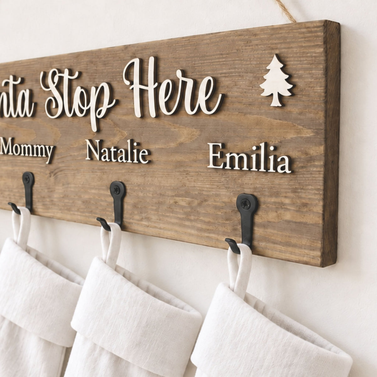 Personalised 'Santa Stop Here' Stocking Hanger | Various Sizes - Mac and Lilly