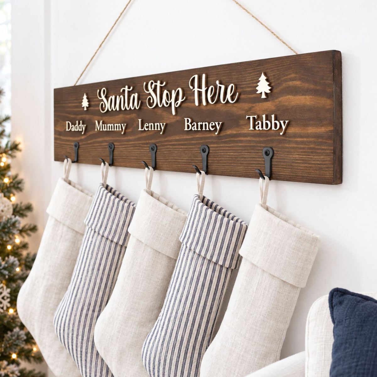 Personalised 'Santa Stop Here' Stocking Hanger | Various Sizes - Mac and Lilly