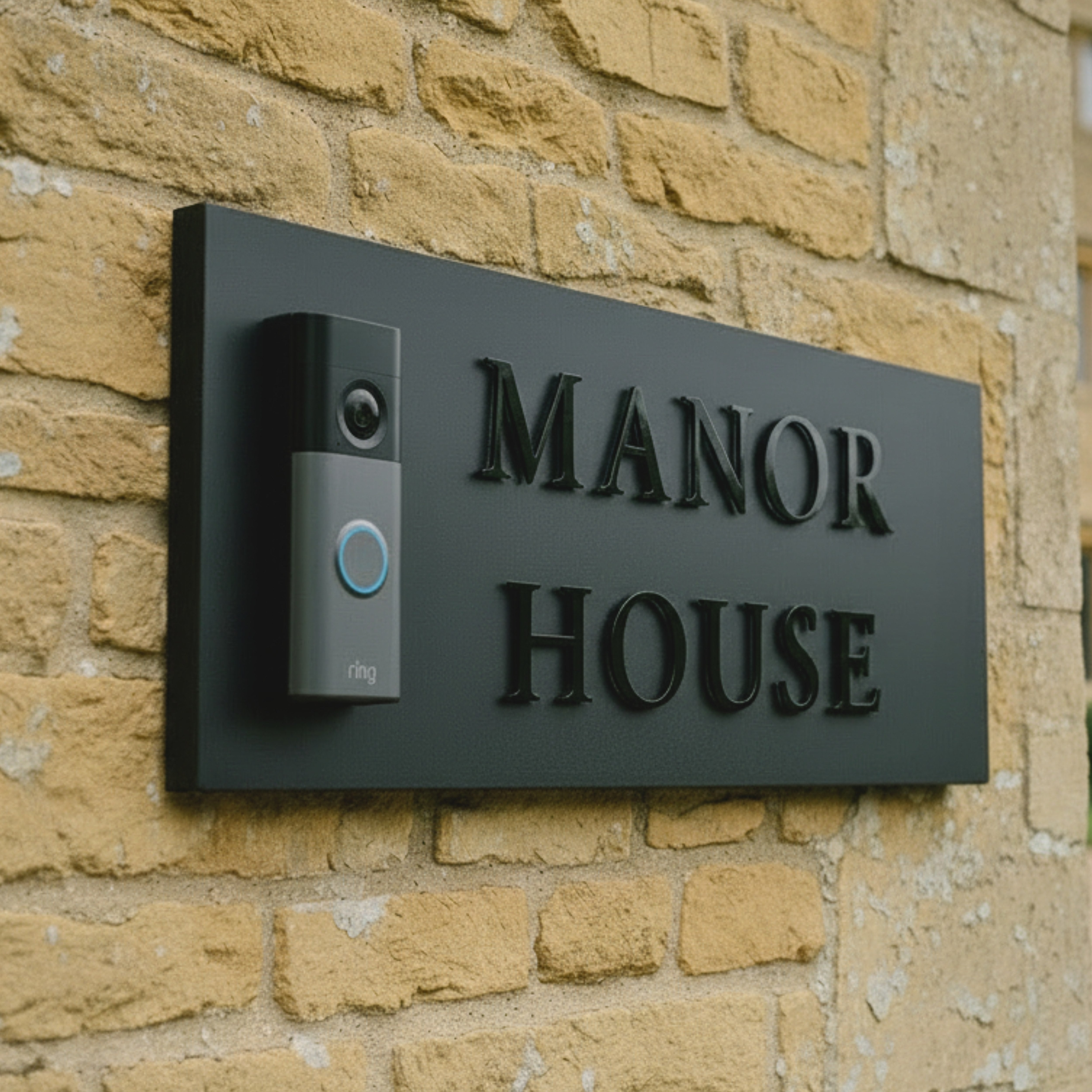 Classic Raised Letter House Sign with Doorbell Cut-Out