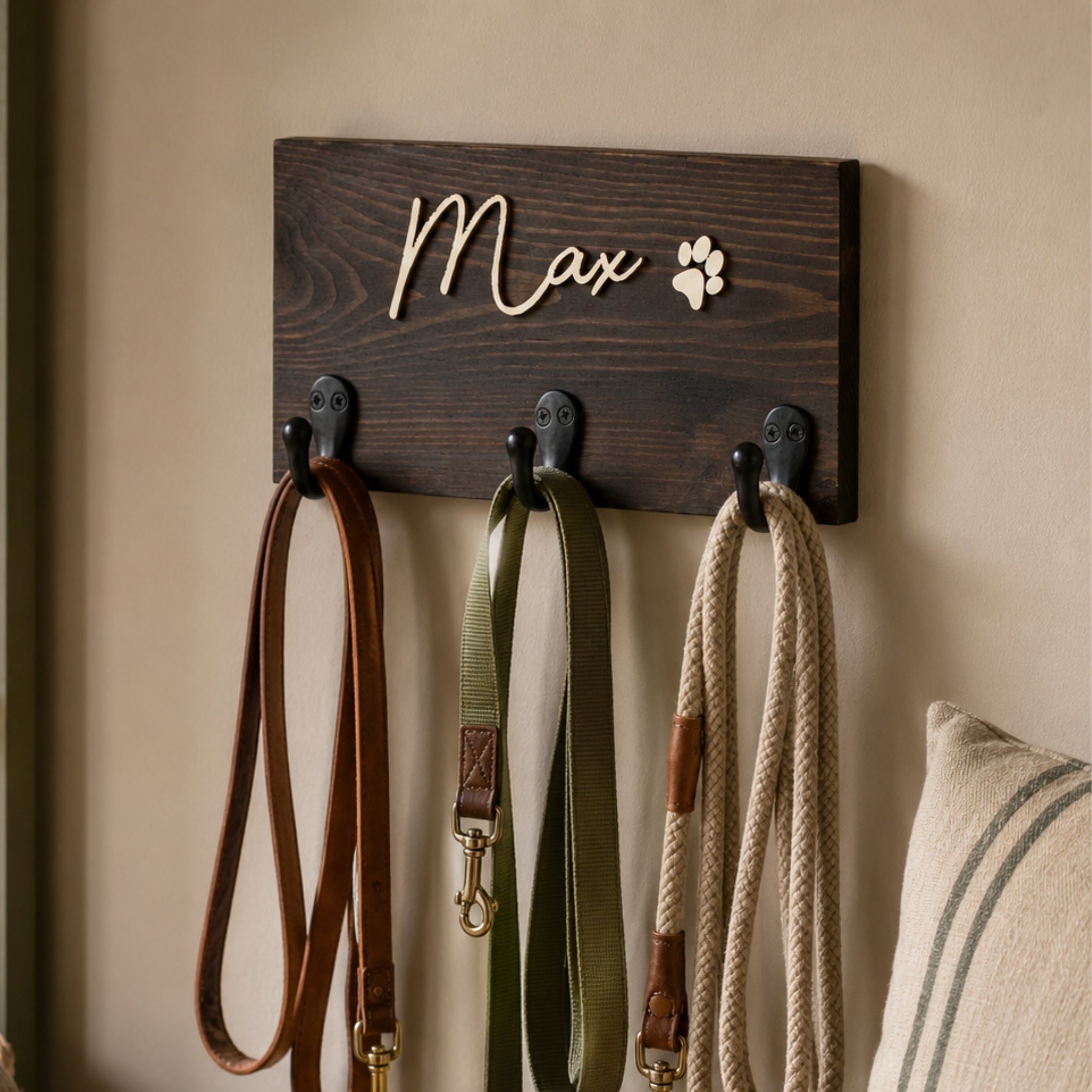 Personalised Dog Name Lead Holder | Raised Lettering