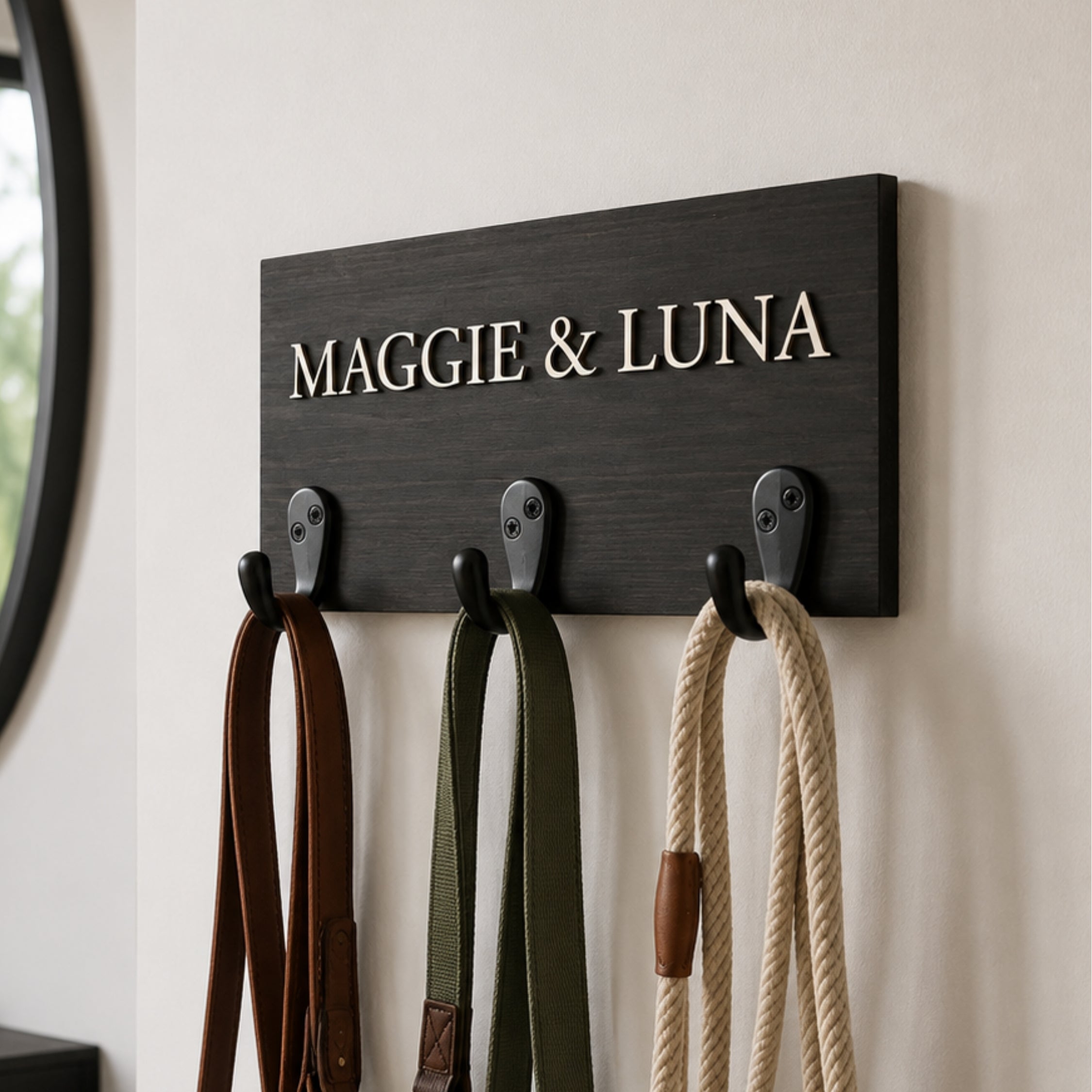 Personalised Dog Name Lead Holder | Raised Lettering