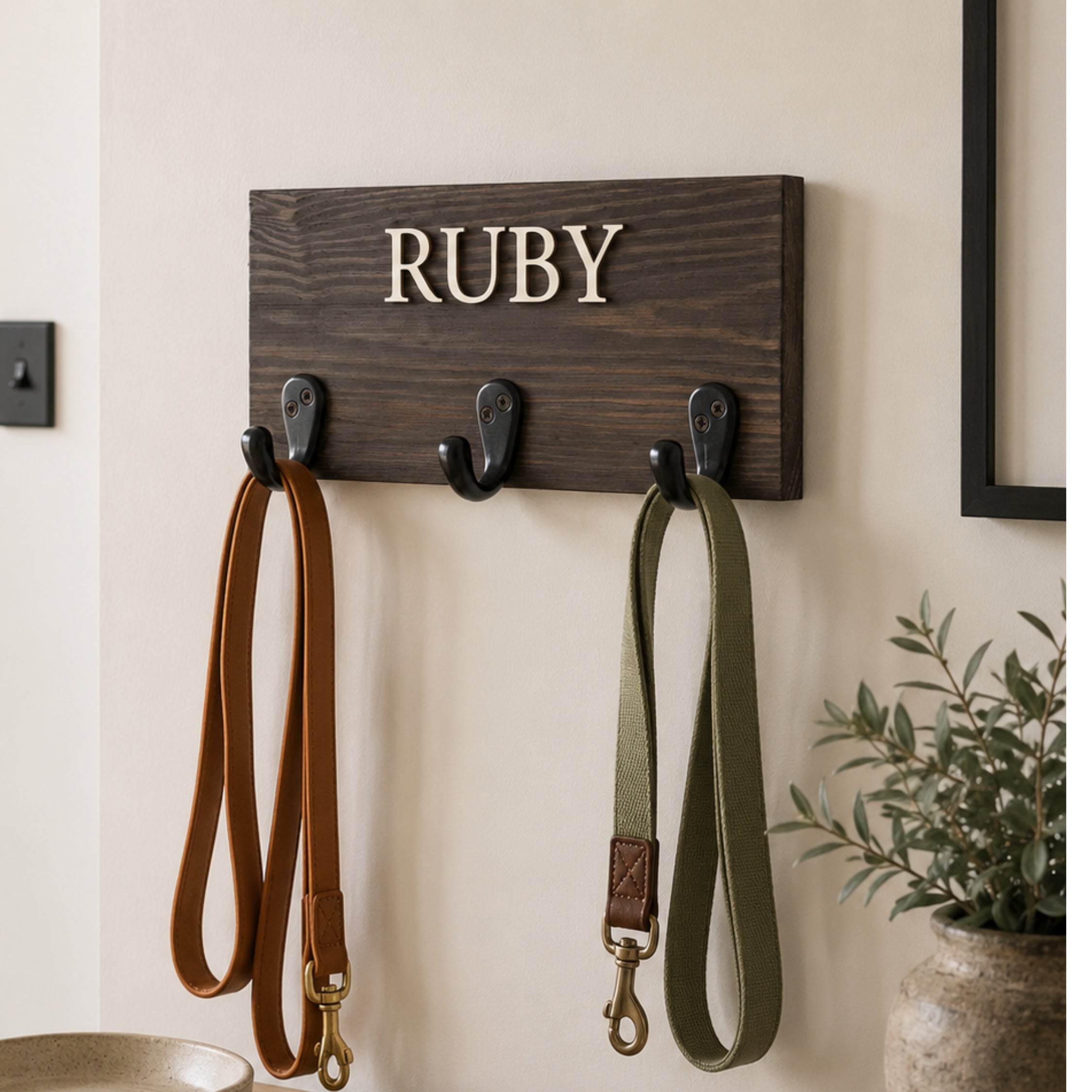 Personalised Dog Name Lead Holder | Raised Lettering