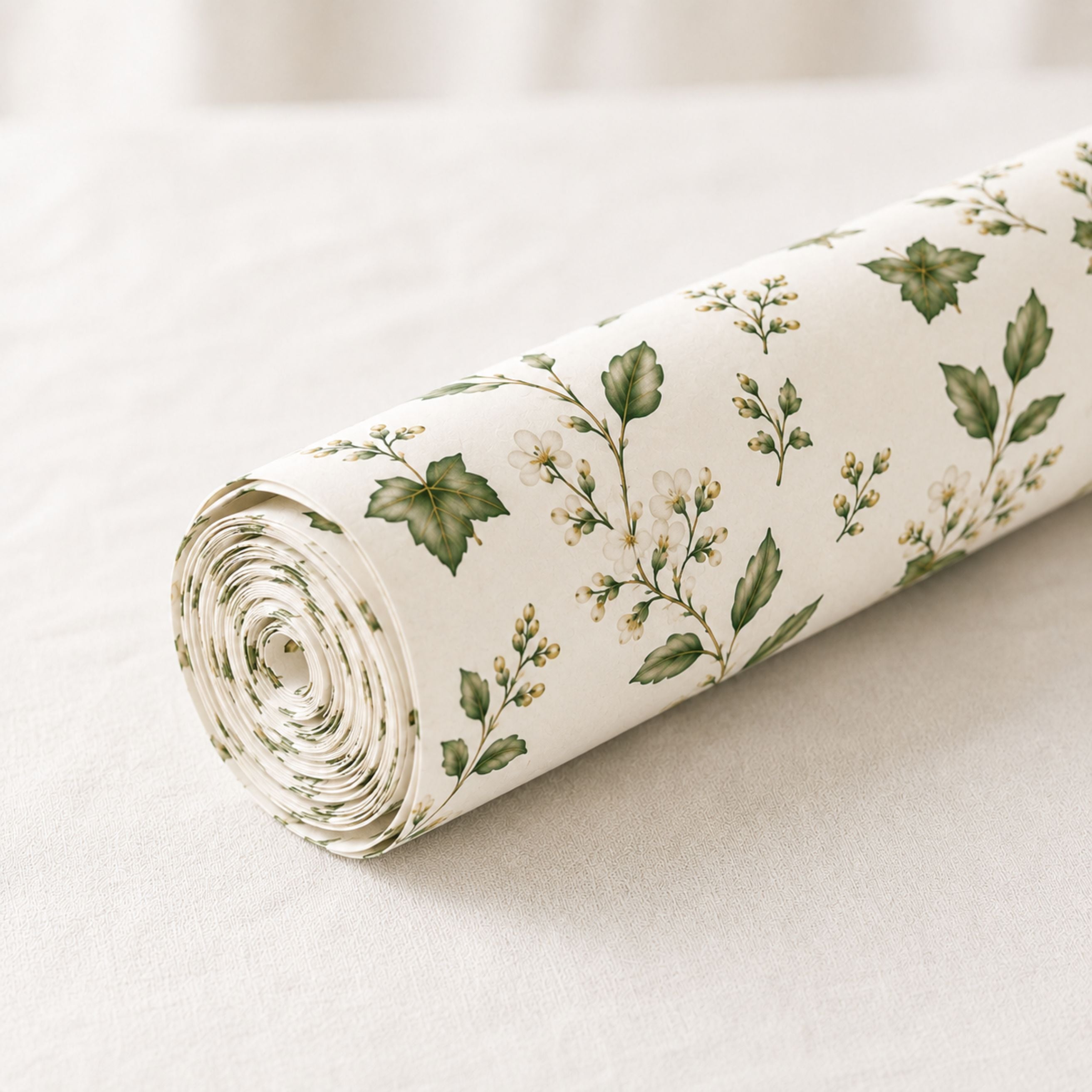 White blossom Flower Wrapping Paper| | Large 50 x 85cm Sheets | 140gsm | Matching Gift Tags